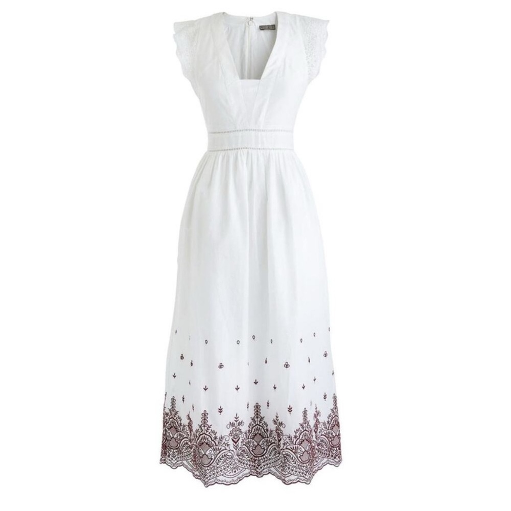 J.Crew Point Sur White Embroidered Dress